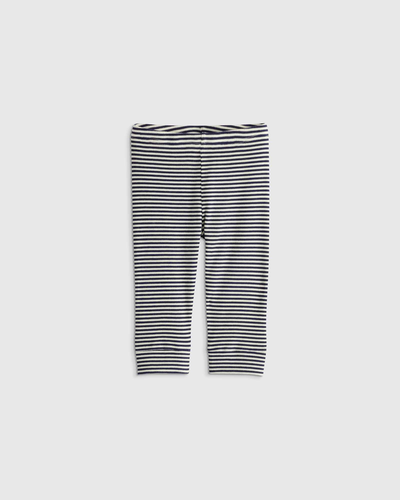 Quince Softest Rib Leggings  in Navy Stripe.
