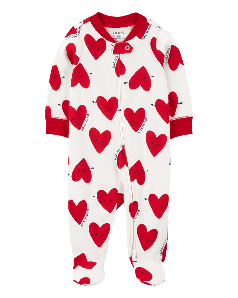 Carter's Baby Valentine's Day Heart 2-Way Zip Cotton Sleep & Play Pajamas.