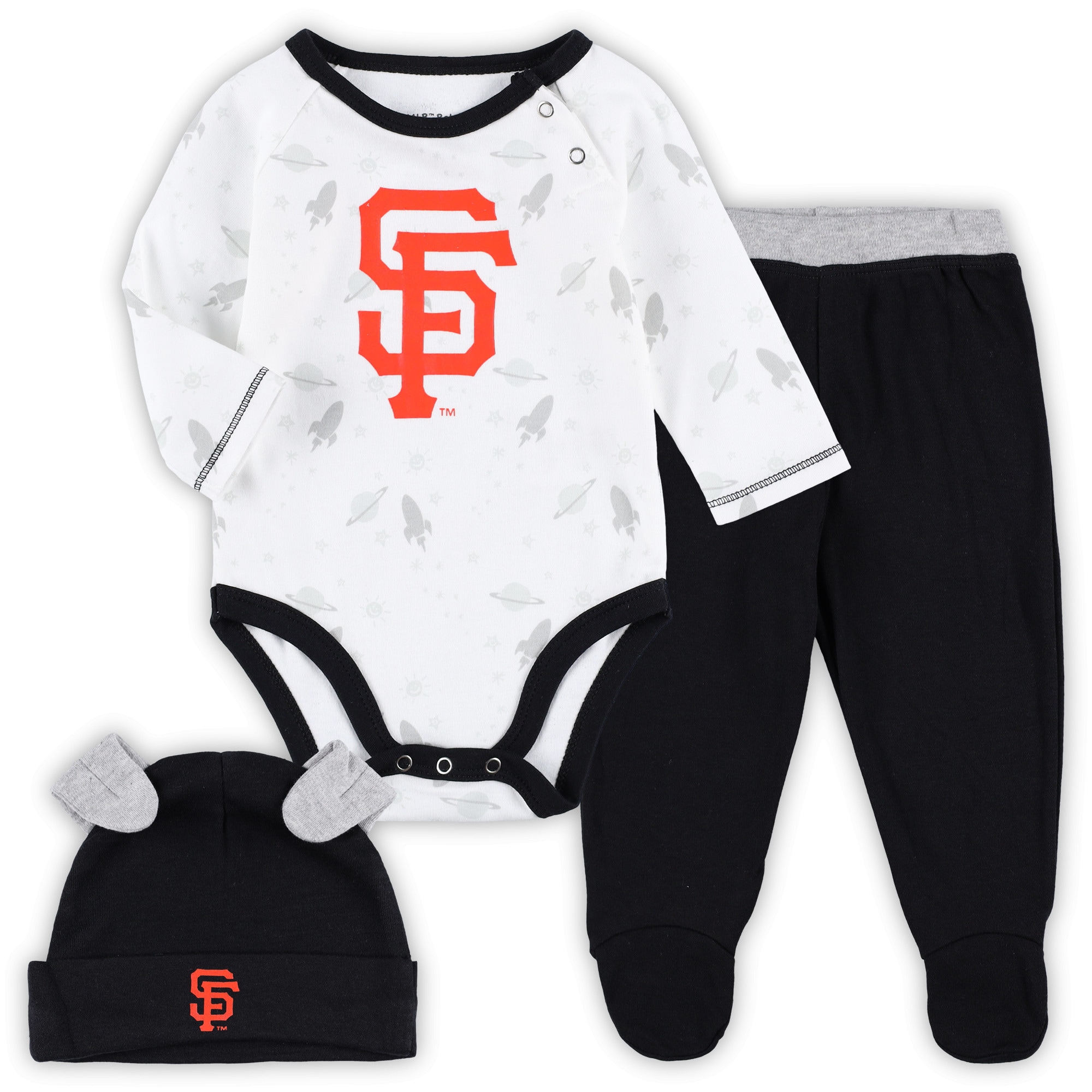 MLB Shop Newborn & Infant San Francisco Giants Black/White Dream Team Bodysuit, Hat & Footed Pants Set.