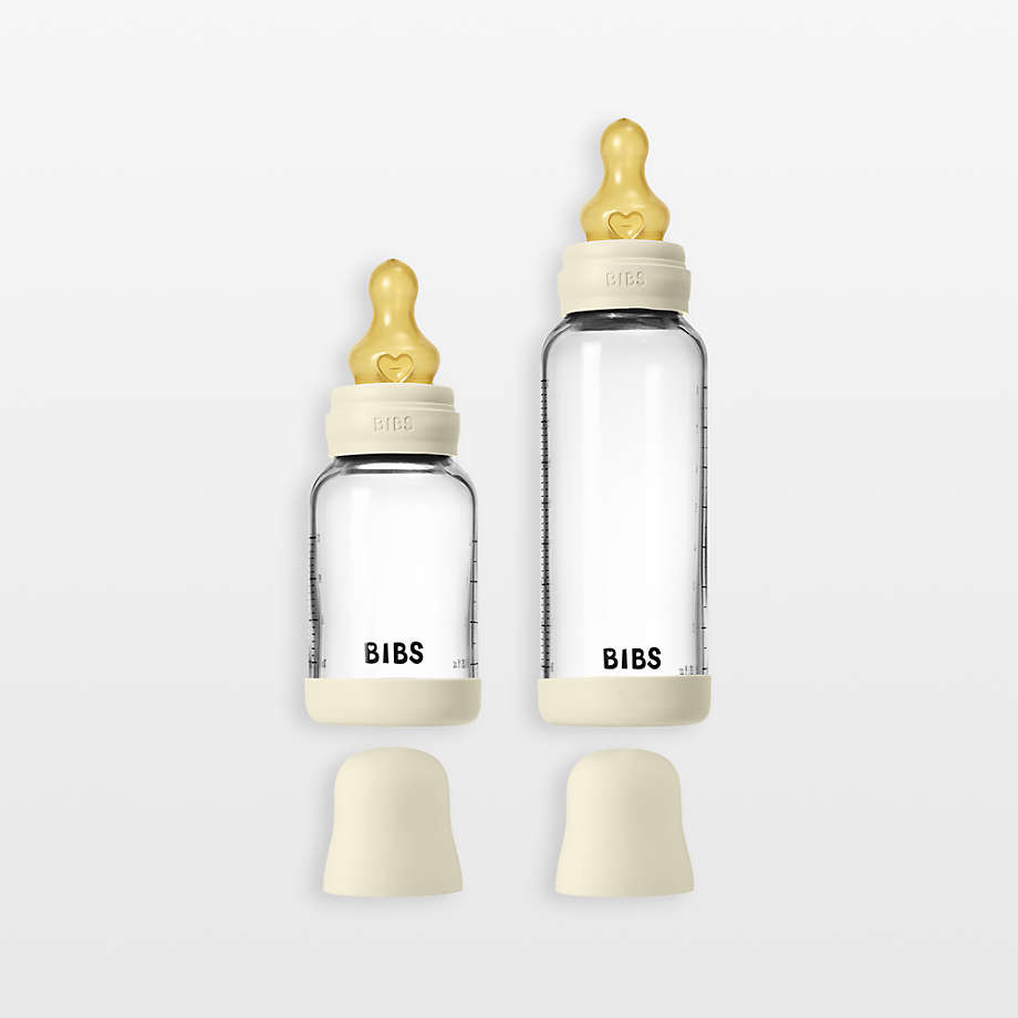 BIBS 4-Oz. and 8-Oz. Ivory Glass Baby Bottle.