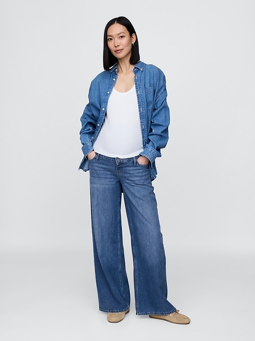 Maternity True Waistband Full Panel UltraSoft Baggy Jeans.