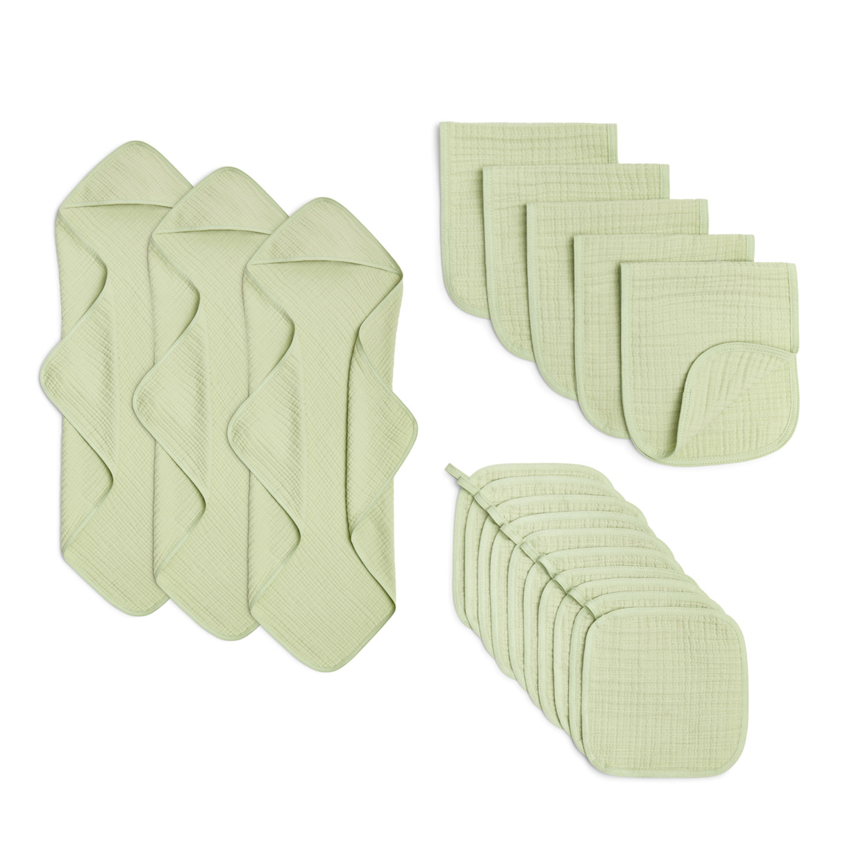 Small Story Muslin Essentials 18-Piece Gift Set - Sage.