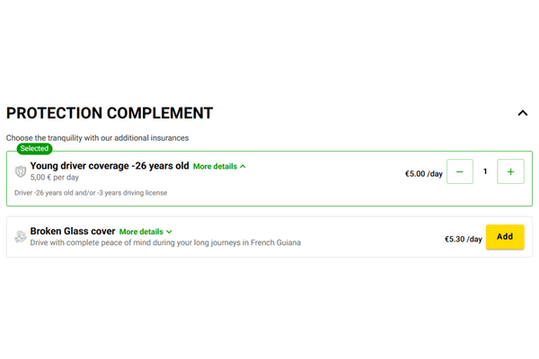 Rent a car in Guyane - Young driver