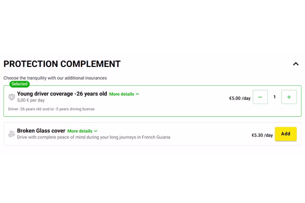 Rent a car in Guyane - Young driver