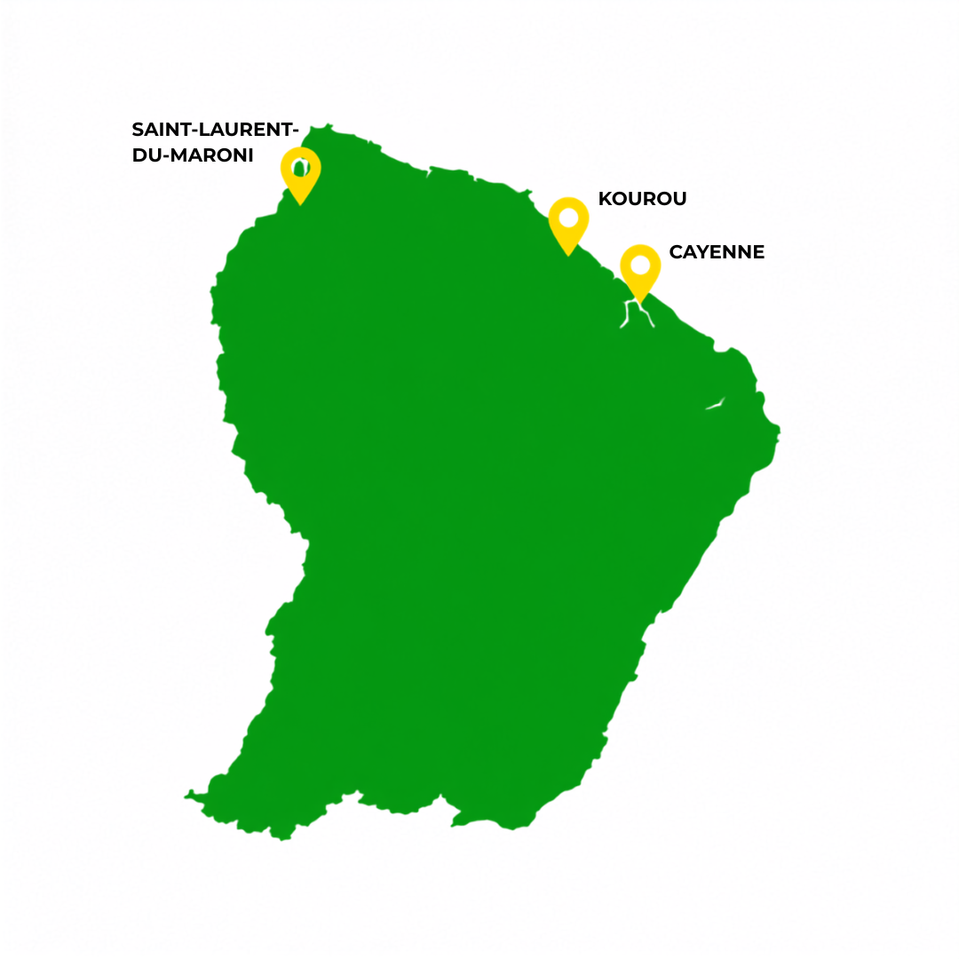 Carte agences et points de relais d'Europcar en Guyane