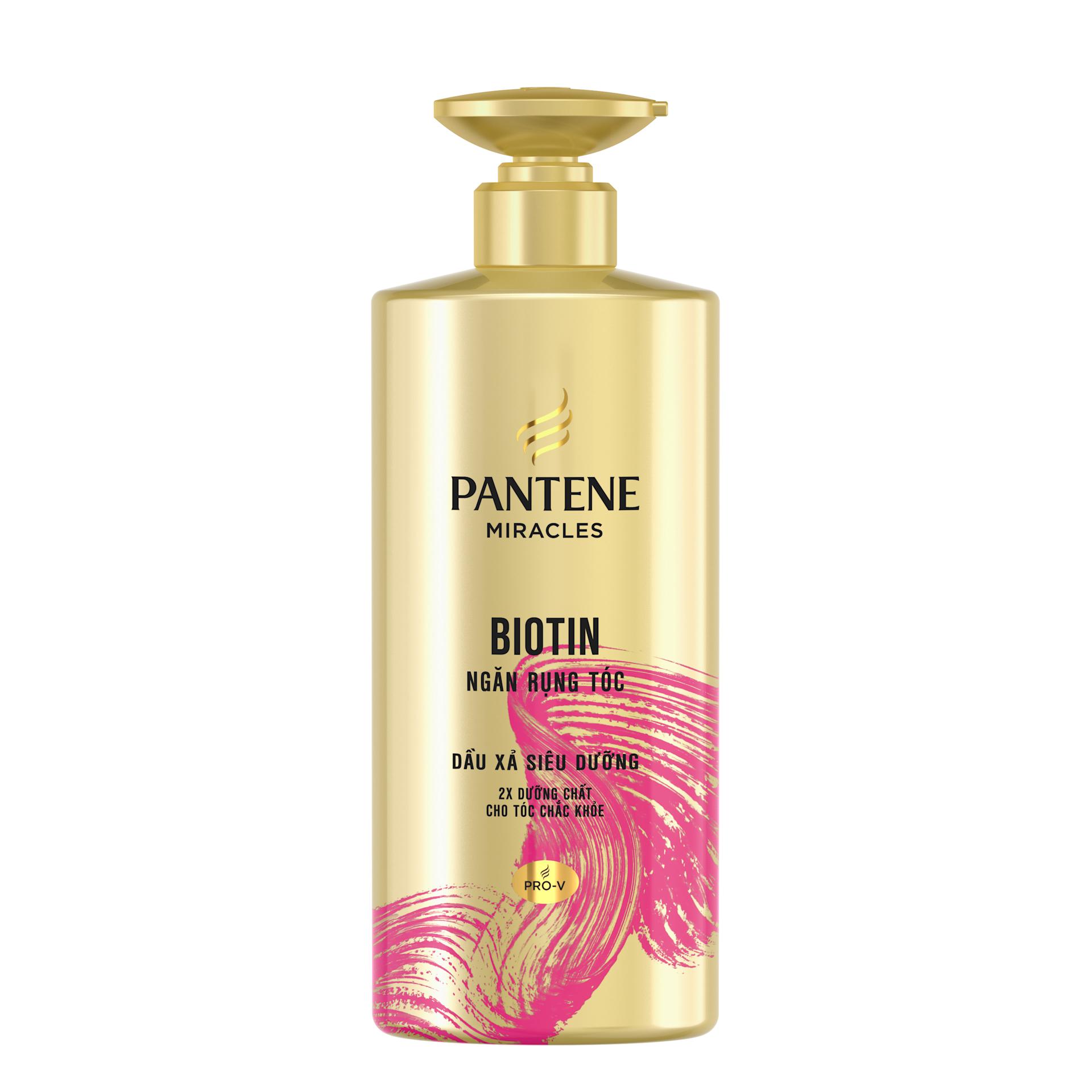 Dầu xả siêu dưỡng Pantene Pro‑V Biotin, giúp giảm rụng tóc và củng cố những sợi tóc yếu ớt