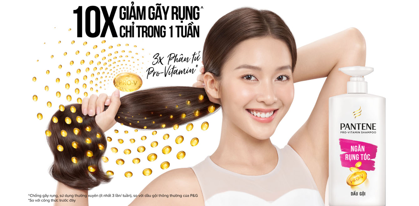 Dầu gội Pantene Pro‑Vitamin ngăn rụng tóc, giúp giảm thiểu tình trạng rụng tóc và củng cố mái tóc chỉ sau một tuần