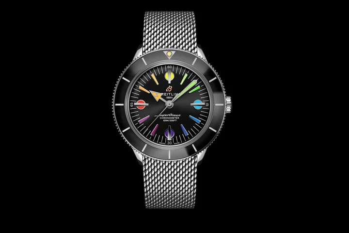   superocean heritage 57 limited edition with a black dial and an ocean classic bracelet