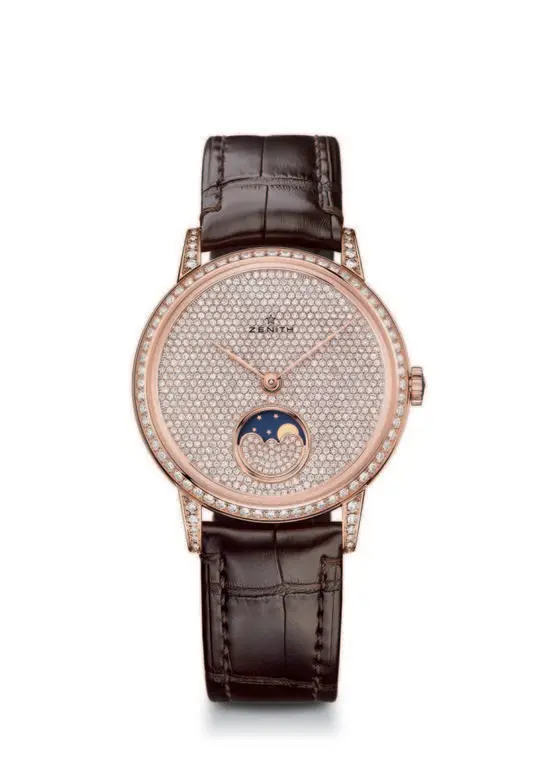 Elite Lady Moonphase 36mm Rose Gold Diamond Dial