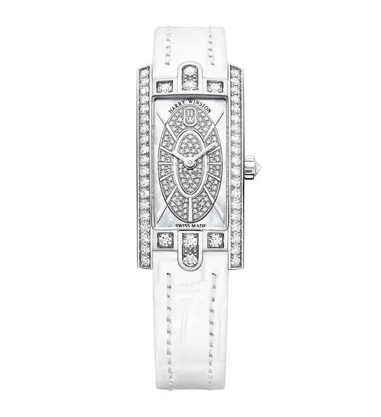 Avenue C Mini 18K White Gold With Alligator Strap