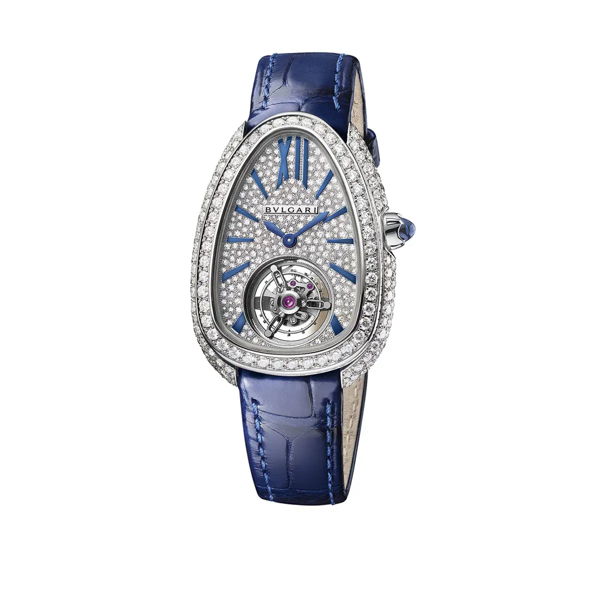 1Bvlgari Serpenti Seduttori Tourbillon white gold blue strap