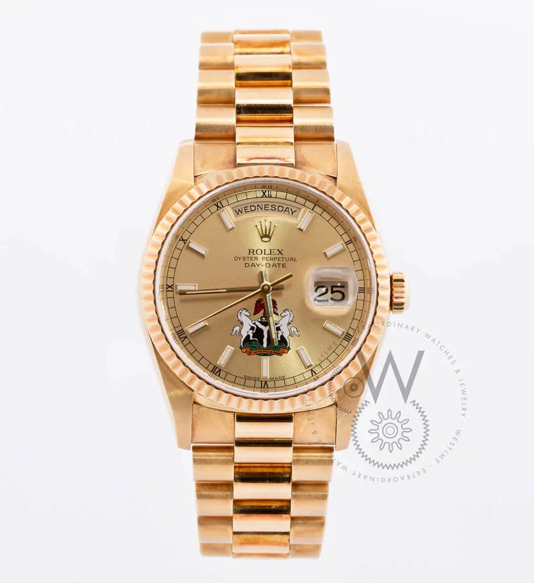 Daydate Nigerian Coat of Arms Yellow Gold Case Champagne Dial 36mm