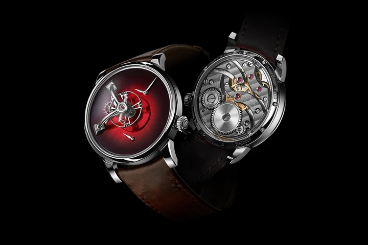 LM101 MB&F × H. Burgundy fumé dial