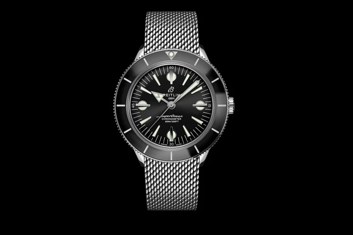  superocean heritage 57 limited edition with a black dial and an ocean classic bracelet