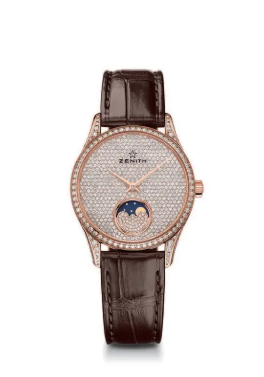 Elite Lady Moonphase 33 mm Rose Gold Diamond Dial