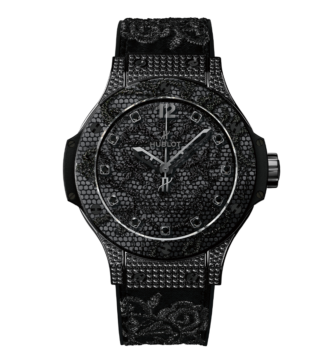 Black & crocodile embossed diamond bezel Hublot watch big-bang-one-click-steel-  main image 4