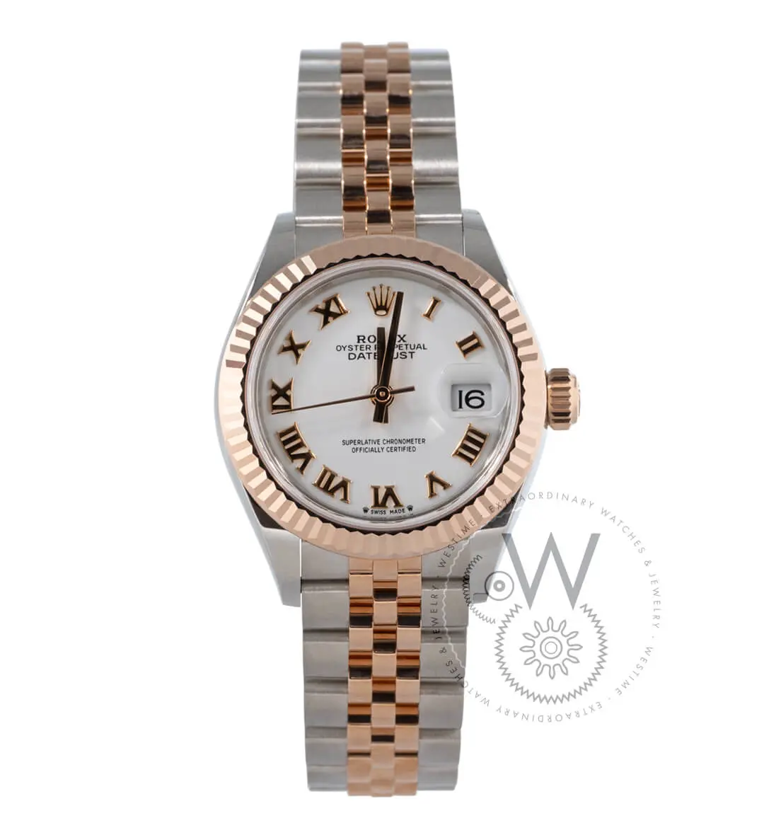 Lady-Datejust Everose Gold & Steel, White Dial
