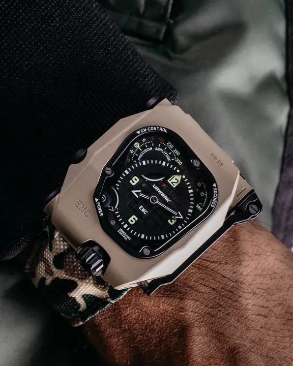 Urwerk EMC Time Hunter in Its Desert Sage