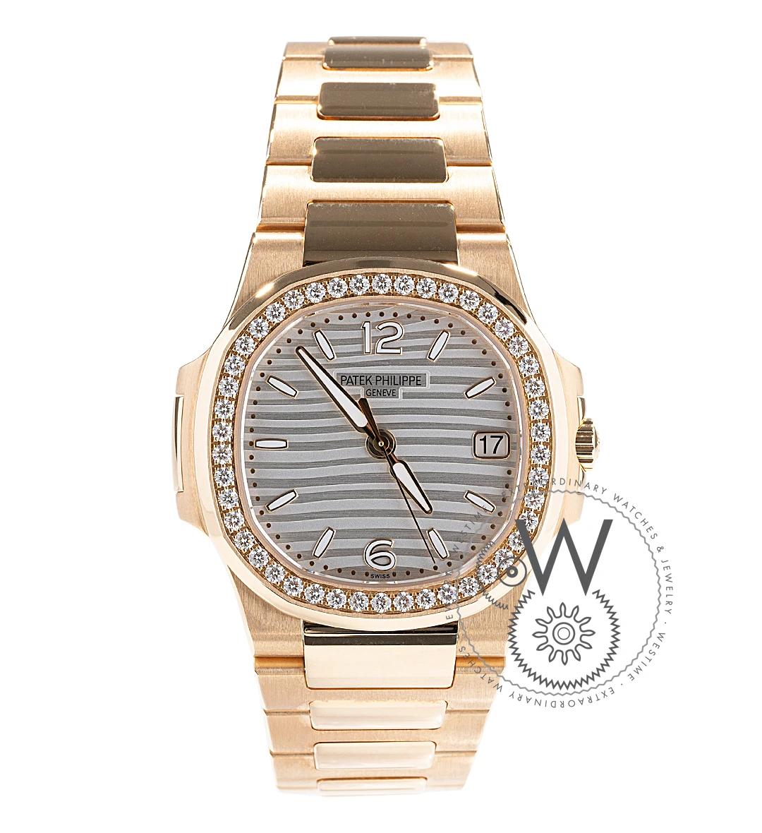 Ladies Nautilus 32mm 18K Rose Gold White Dial