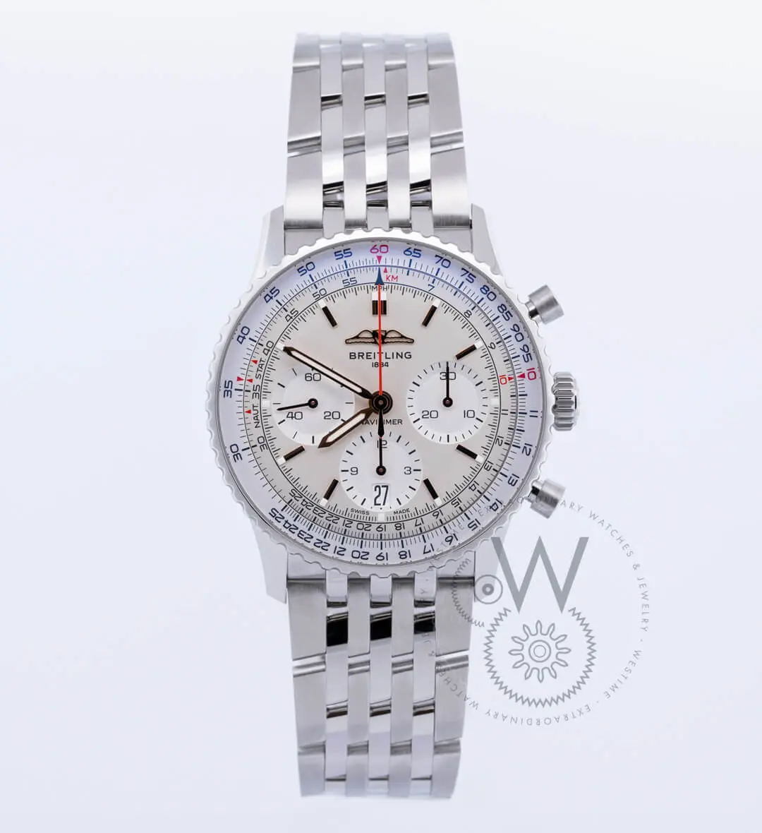 Navitimer 41 B01 Chronograph Stainless Steel case Silver Dial