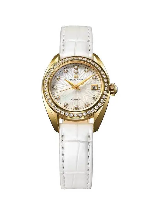  Grand Seiko automatic caliber 9S27 with 42 diamonds on each bezel and 12 into each mother-of-pearl dial. 