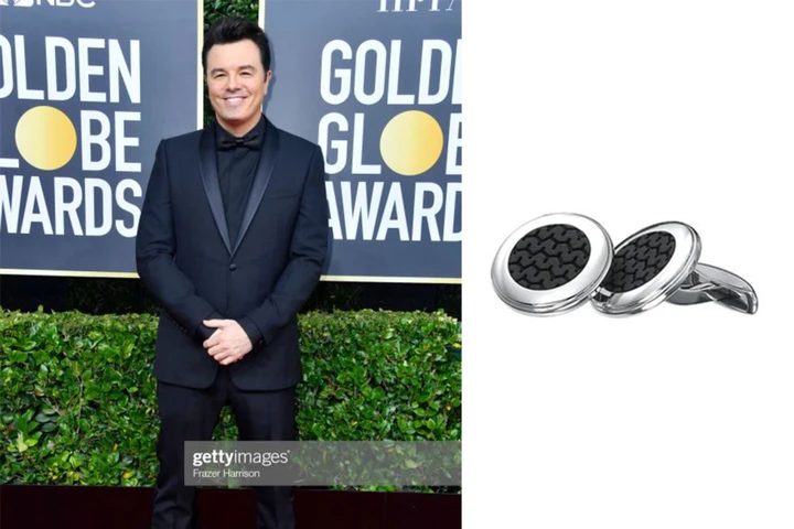 Actor Seth MacFarlane selected cufflinks from the “Mille Miglia Collection” set in stainless steel. 