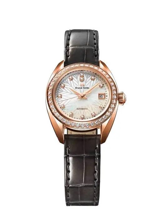  Grand Seiko automatic caliber 9S27 with 42 diamonds on each bezel and 12 into each mother-of-pearl dial. 