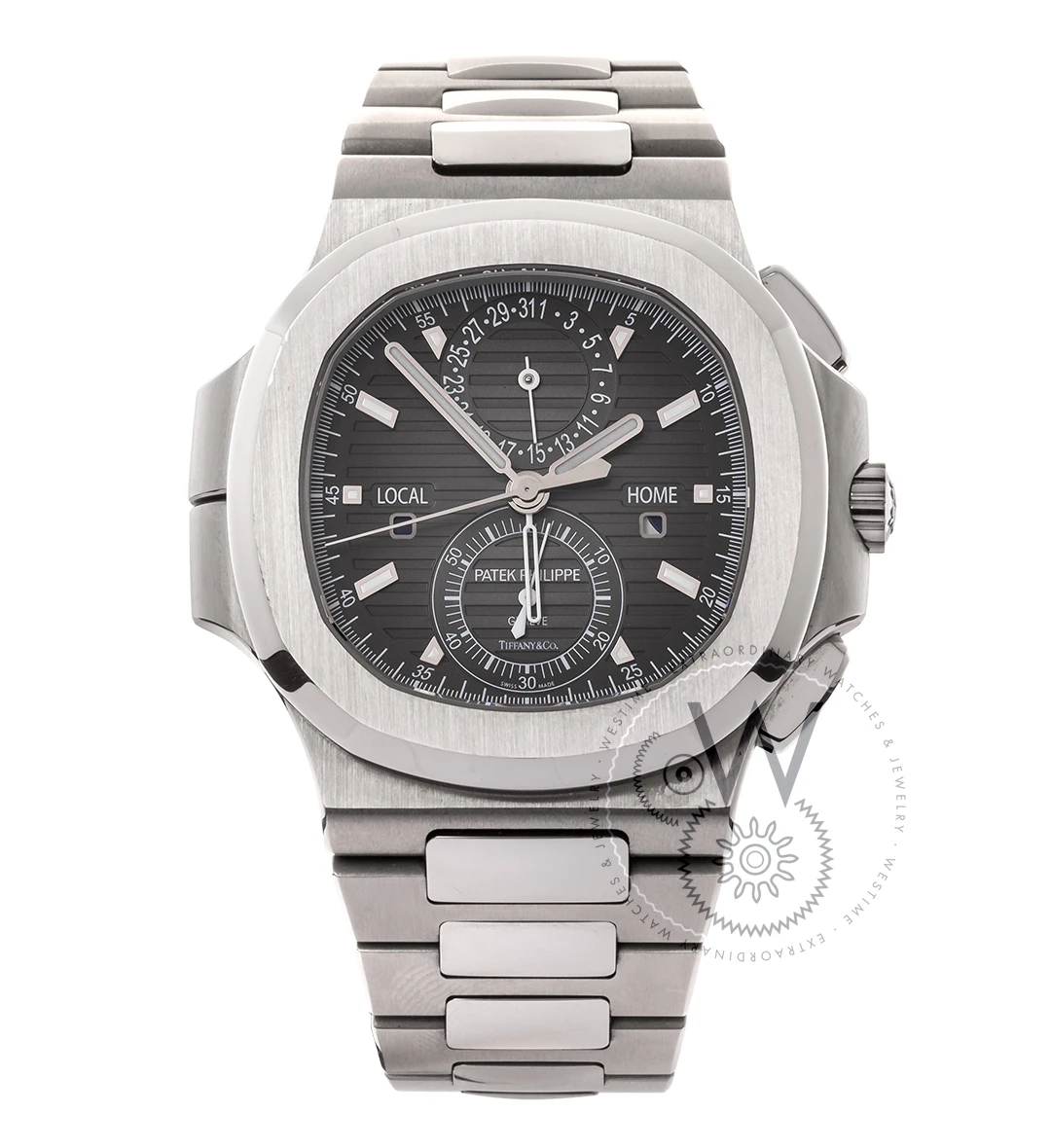 Nautilus Travel Time Chronograph Tiffany&Co 40.5mm Steel Black Dial