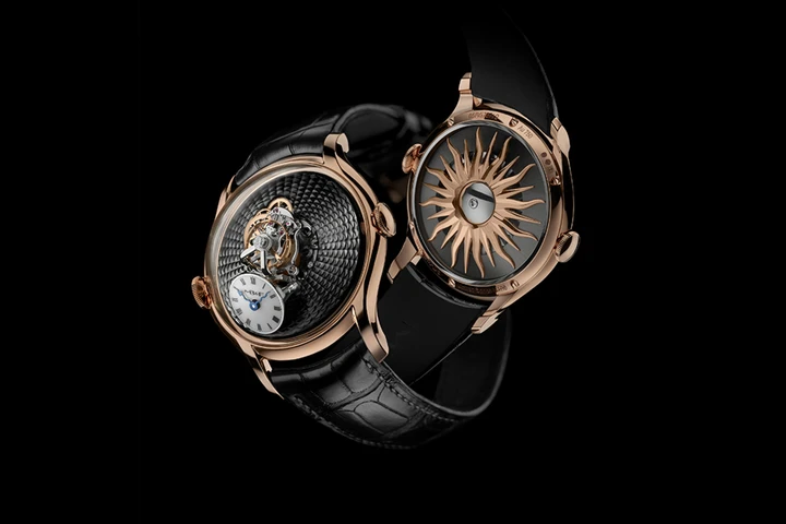 MB&F Legacy Machine FlyingT 18k red gold case with black guilloché dial (Night)