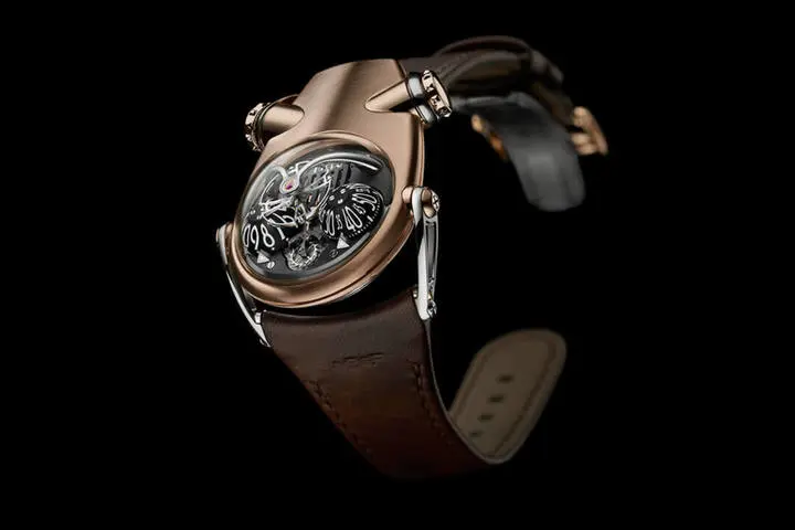 MB&F Horological Machine N°10 ‘Bulldog’  18k red-gold and titanium body with black “eyes”