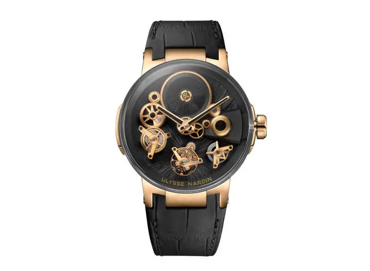 Ulysse Nardin’s Executive Tourbillon Free Wheel Carbonium® Gold and black