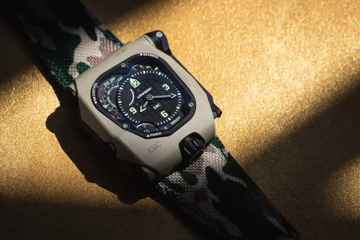Urwerk EMC Time Hunter in Its Desert Sage