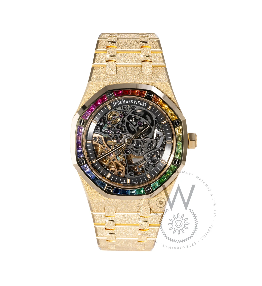 Royal Oak Double Balance Wheel Openworked Rainbow Baguette Frosted Yellow Gold 41mm