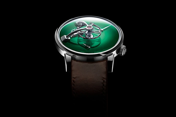 LM101 MB&F × H. Moser Cosmic Green fumé dial