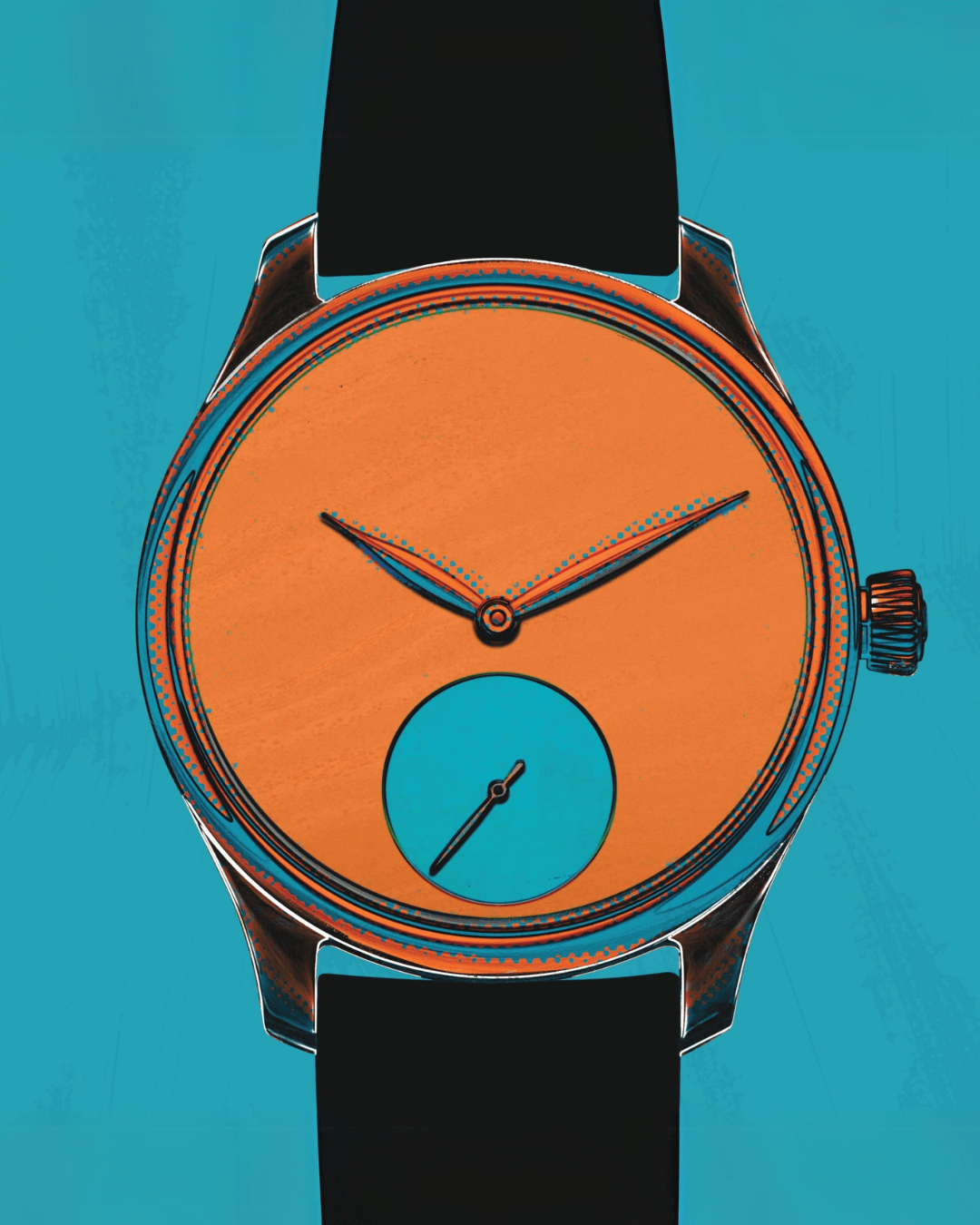 HMoser 1202-1206 Endeavour Small Seconds ST Coral Turquoise Pop-Art A