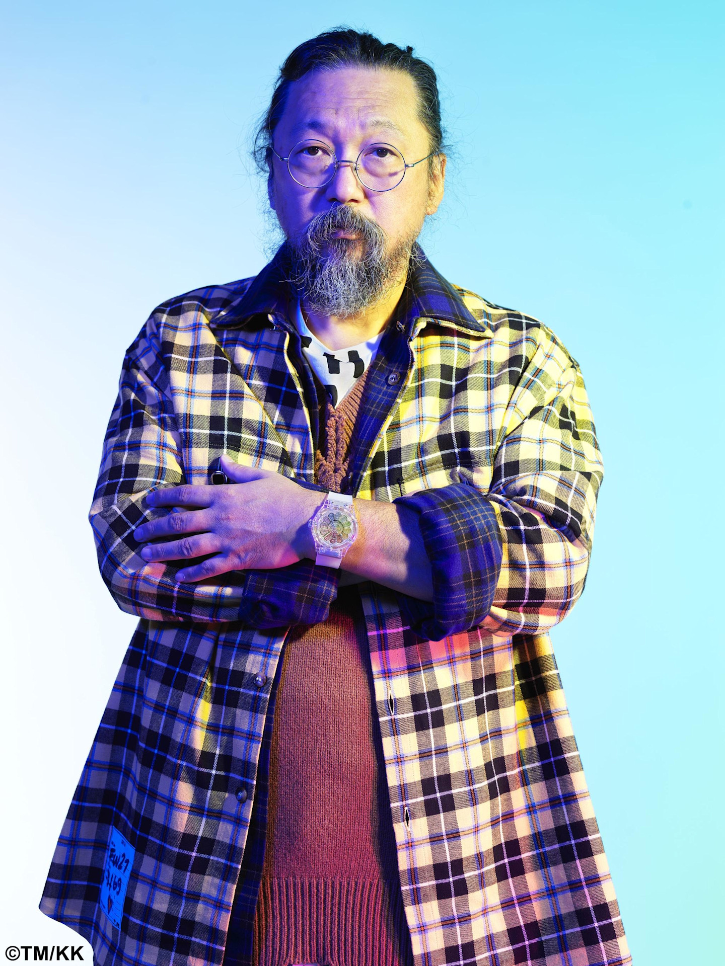 Takashi Murakami wearing the Classic Fusion Takashi Murakami Sapphire Rainbow 