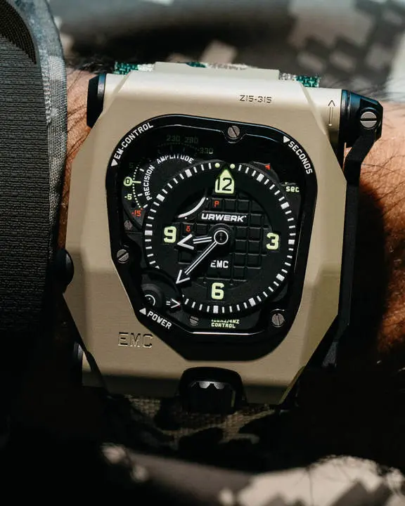 Urwerk EMC Time Hunter in Its Desert Sage