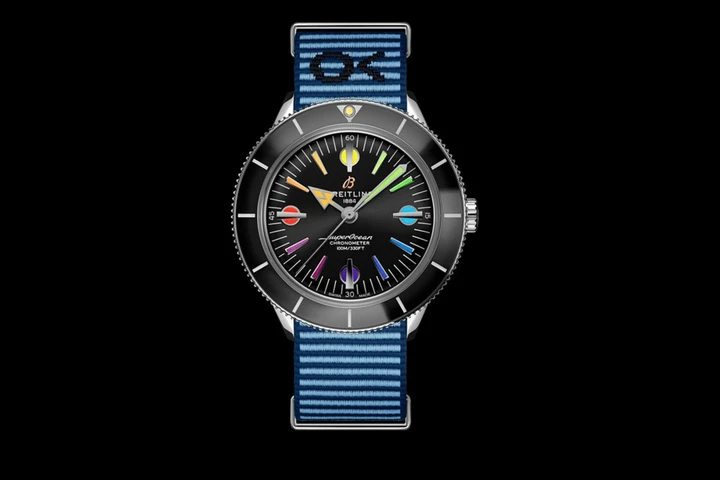 superocean heritage 57 limited edition limited edition with a light blue outerknown econyl yarn nato strap