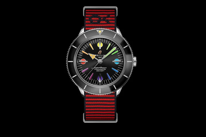  superocean heritage 57 limited edition with a red outerknown econyl yarn nato strap