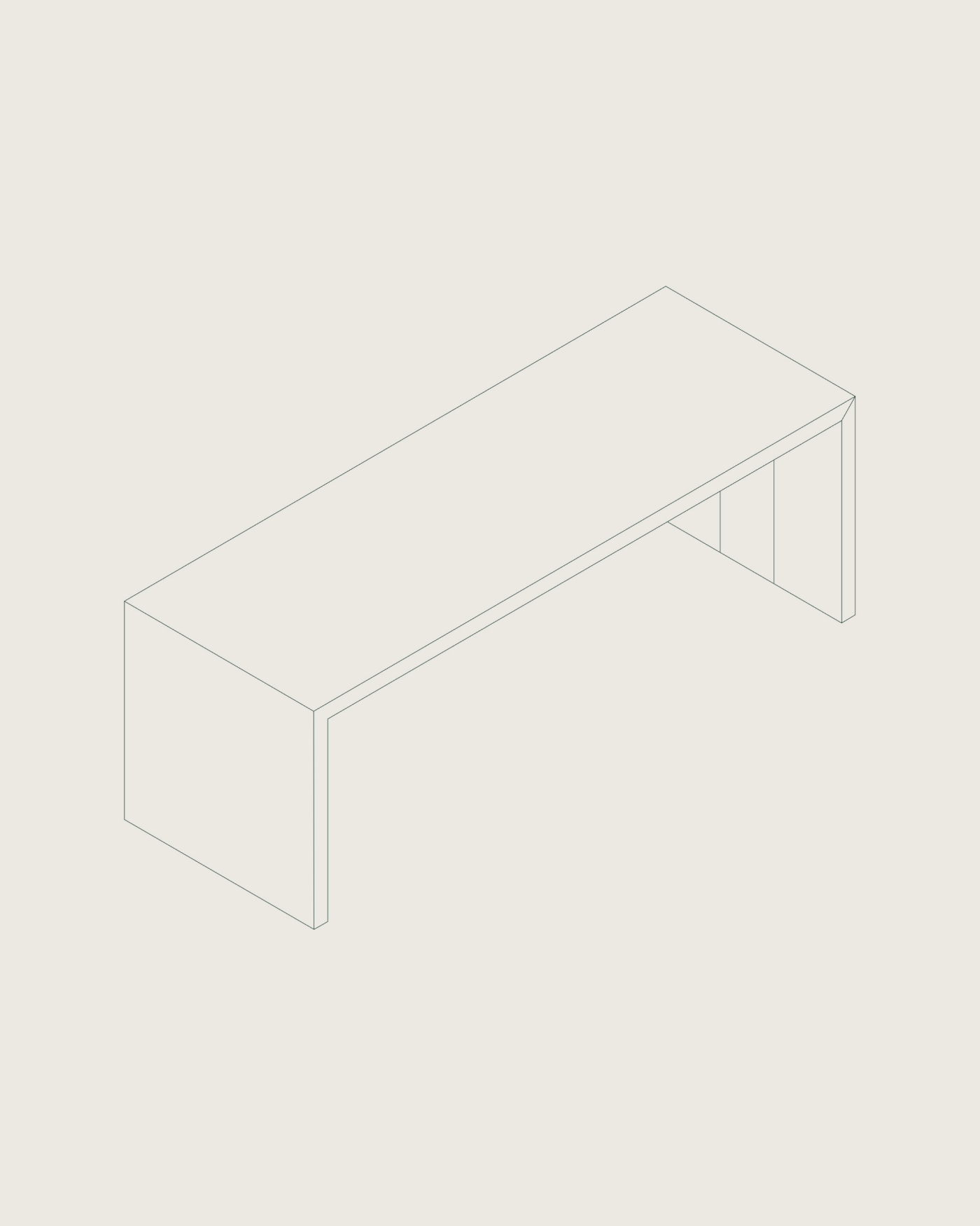 Line drawing of the JD Waterfall Table.