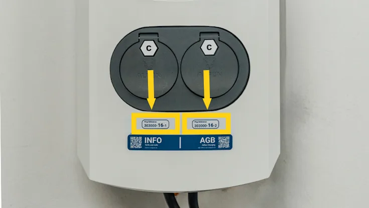 E-Ladestation mit Referenznummern