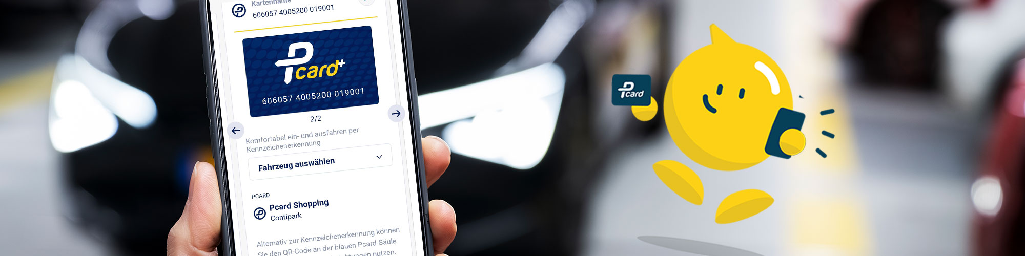 Pcard App in der Nutzung im Parkhaus