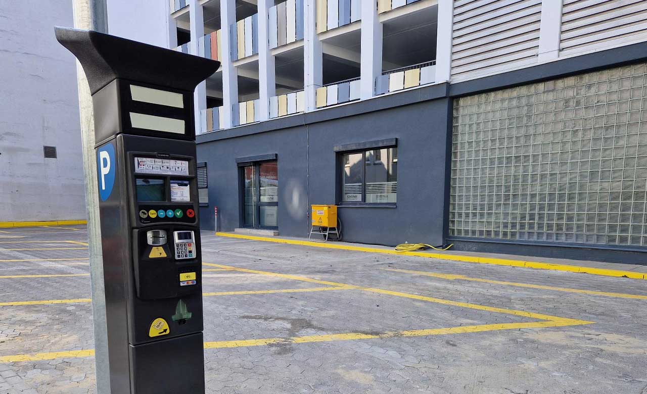 Parkscheinautomat auf dem Parkplatz Ritterstraße in Bielefeld