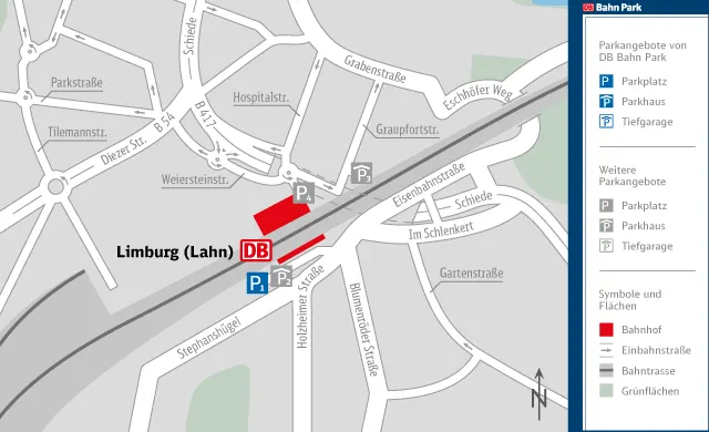 Parkplatz Bahnhof Rückseite in Limburg an der Lahn