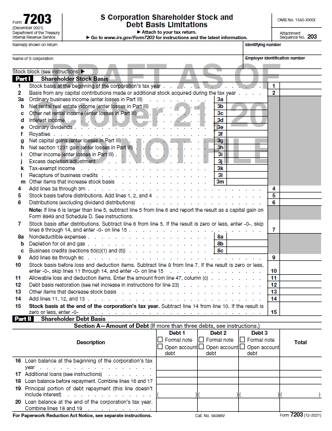 Form 7203 draft