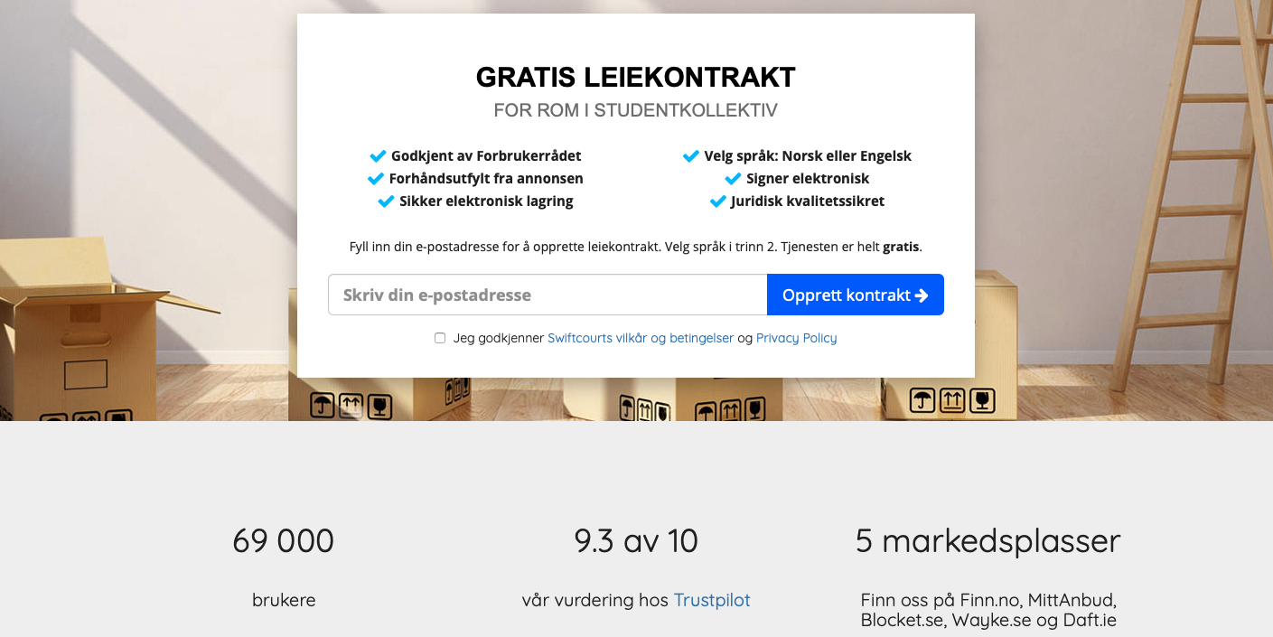 TILBUD TIL FINN-BRUKERE: I utleieannonsene på FINN får du muligheten til å signere en gratis digital leiekontrakt, som er utviklet i samarbeid med Forbrukerrådet.
