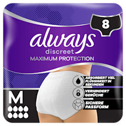 Always Discreet Blasenschwäche Einlagen Maxi Nacht, betont Maxi Schutz und Saugfähigkeit Stufe 8