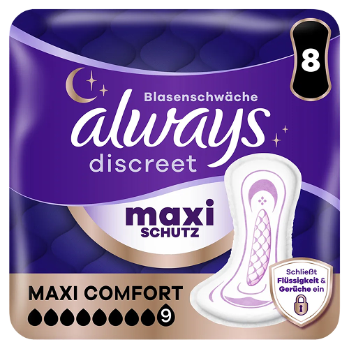 Always Discreet Inkontinenz Damenbinden Maxi Schutz Maxi Comfort Nacht