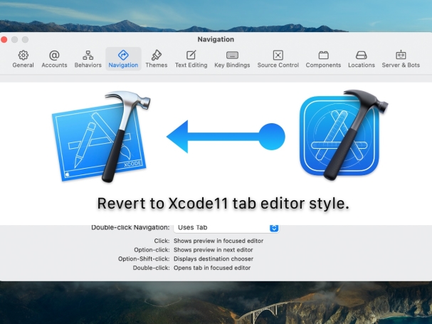 Xcode11タブエディタースタイルに戻す - iOS アプリ開発
