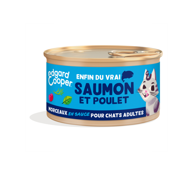 Les produits   Alimentation et friandise chat - Effilés en  sauce poulet et saumon pour chat 12x85g YOCK